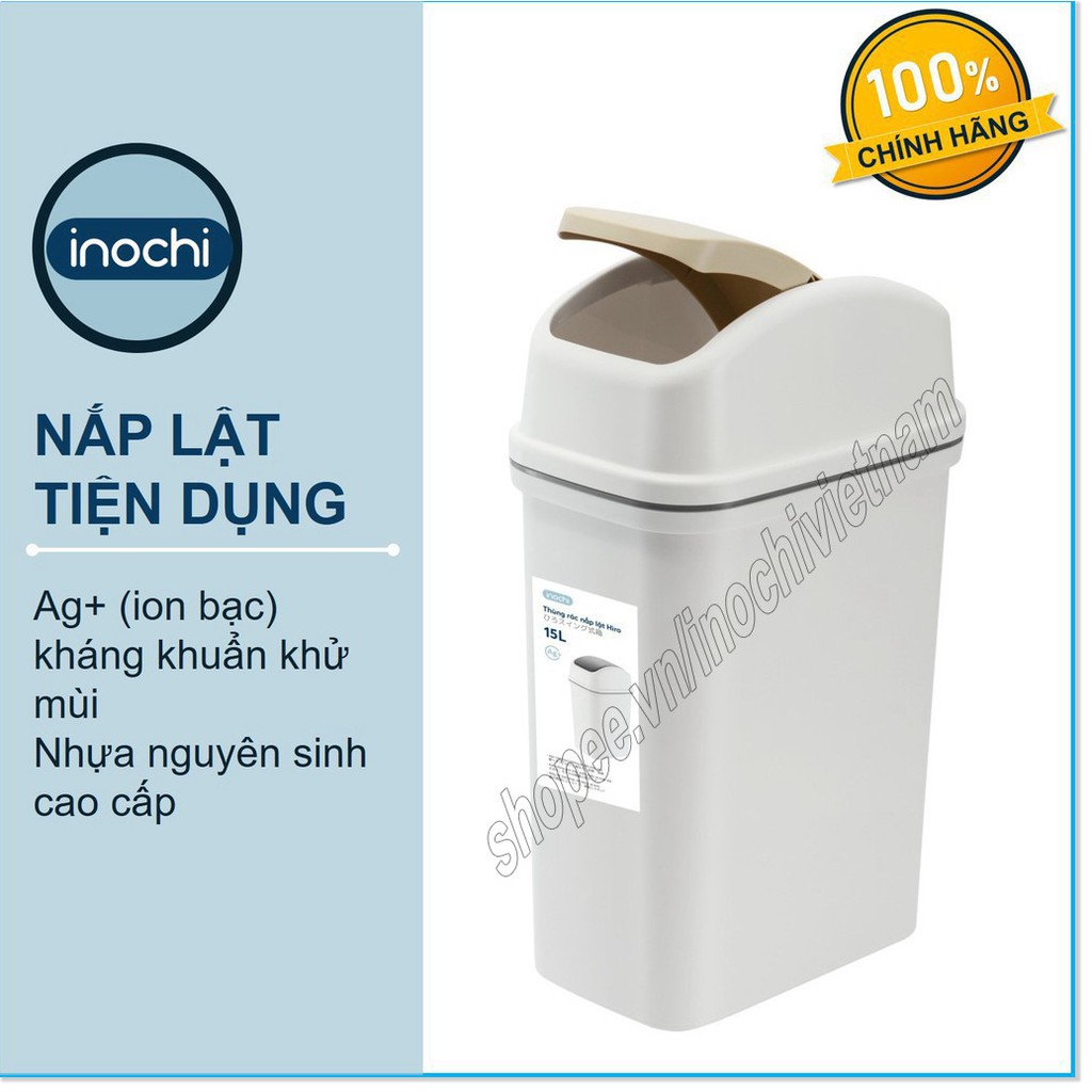 [Tặng Quà]Thùng Rác Thông Minh,Nhựa Nắp Lật Inochi 5/10/15 Lít Rất Đẹp Làm Sọt Rác Văn Phòng, Khách Sạn, Đựng Rác