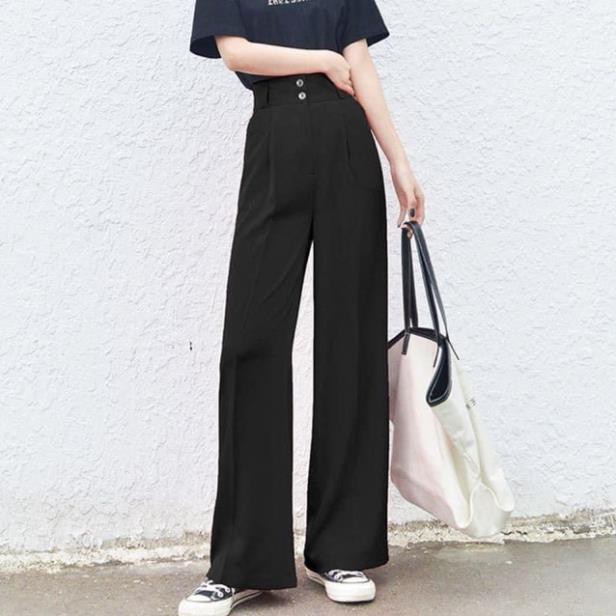 Quần ống suông culottes dài 100cm cạp bản to 7 phân 2khuy siêu Hot-101