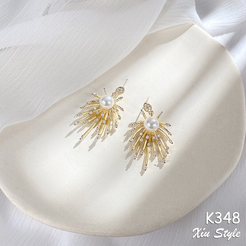 Khuyên Tai Bông Tai ❣️ Hot Trend❣️ firework Cao Cấp, Phong Cách Hàn Quốc Bền Màu An Toàn Da K348