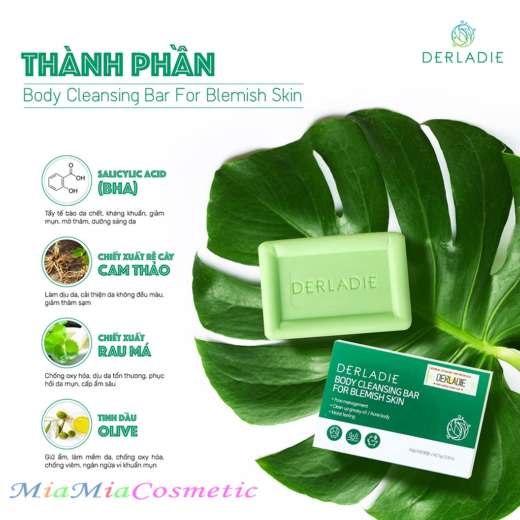 Xà Phòng Mụn Lưng Soap Xà Bông Giảm Mụn Body Ngực Cơ Thể Sau 7 Ngày Derladie Body Cleansing Bar For Blemish Skin