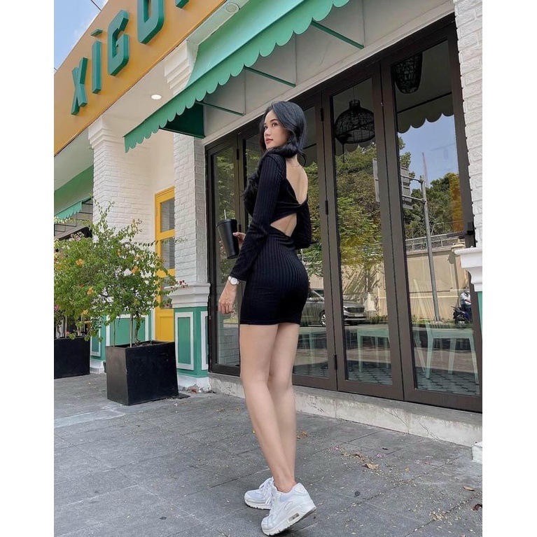 Đầm ôm body xoắn lưng tay dài nữ mặc được 2 kiểu- Đ0070  | 23tshop | BigBuy360 - bigbuy360.vn