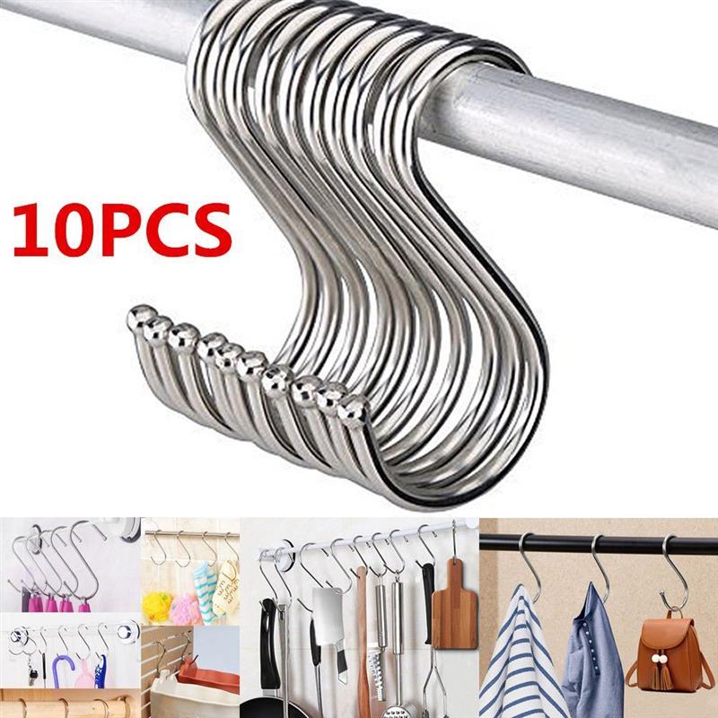 Set 10 móc treo đồ hình chữ S bằng thép không gỉ