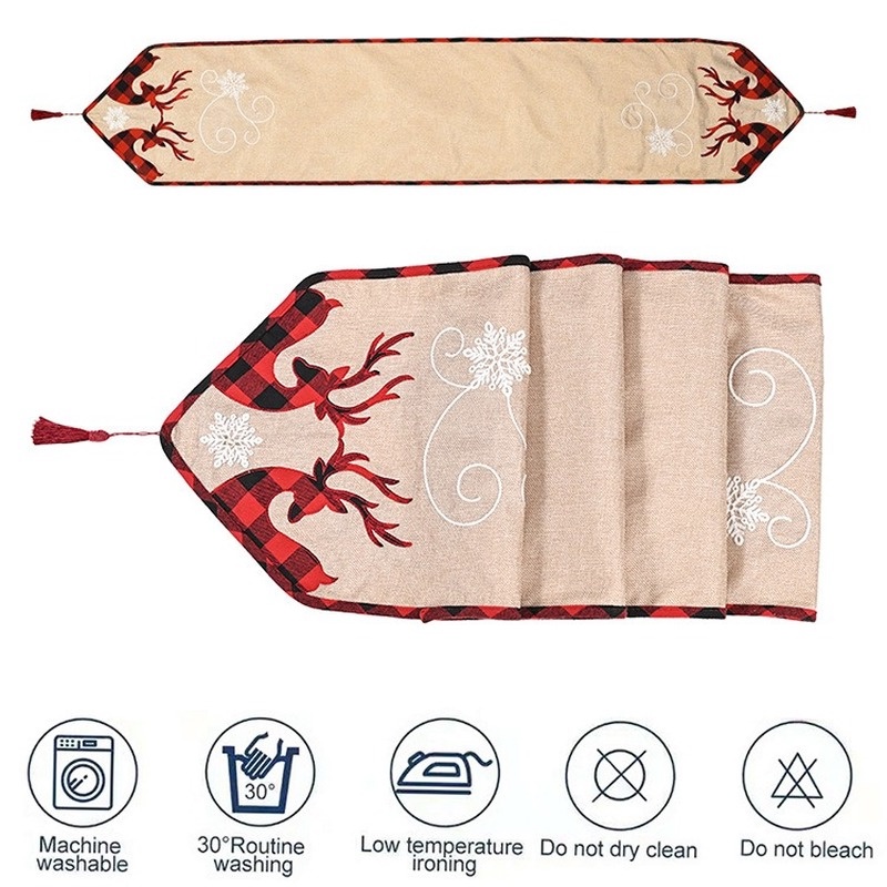 Khăn Trải Bàn Cà Phê Thêu Họa Tiết Phong Cách Giáng Sinh Châu Âu Trang Trí Bàn Ăn