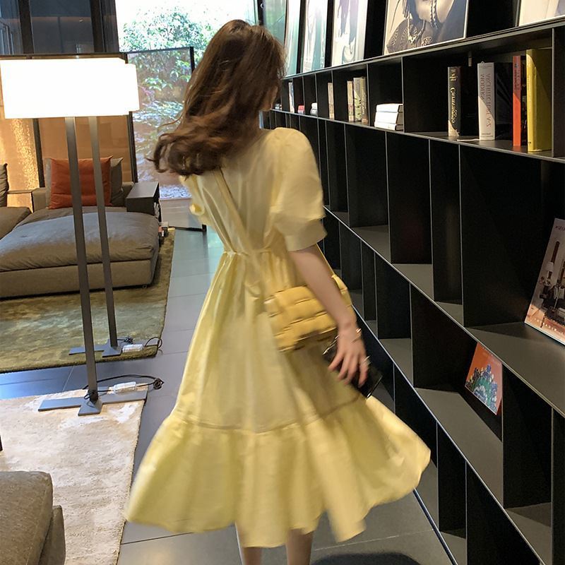 Short-sleeved Long Skirt Waist Is Thinner Korean Casual Dress