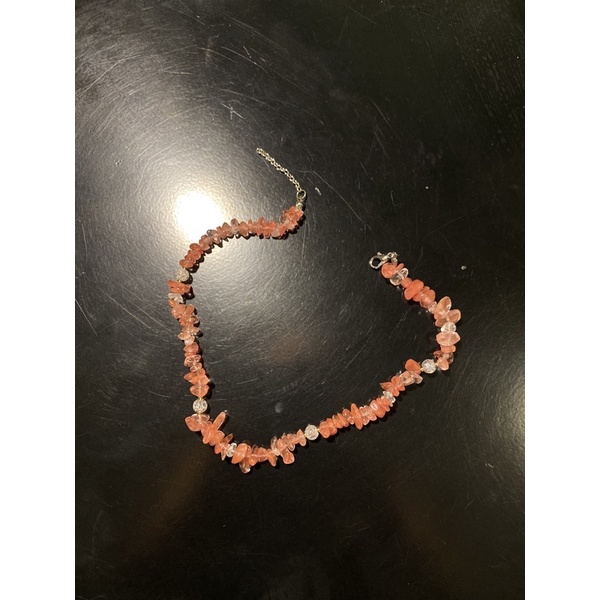 [377]Vòng cổ đá đỏ dâu Honniee size 37cm