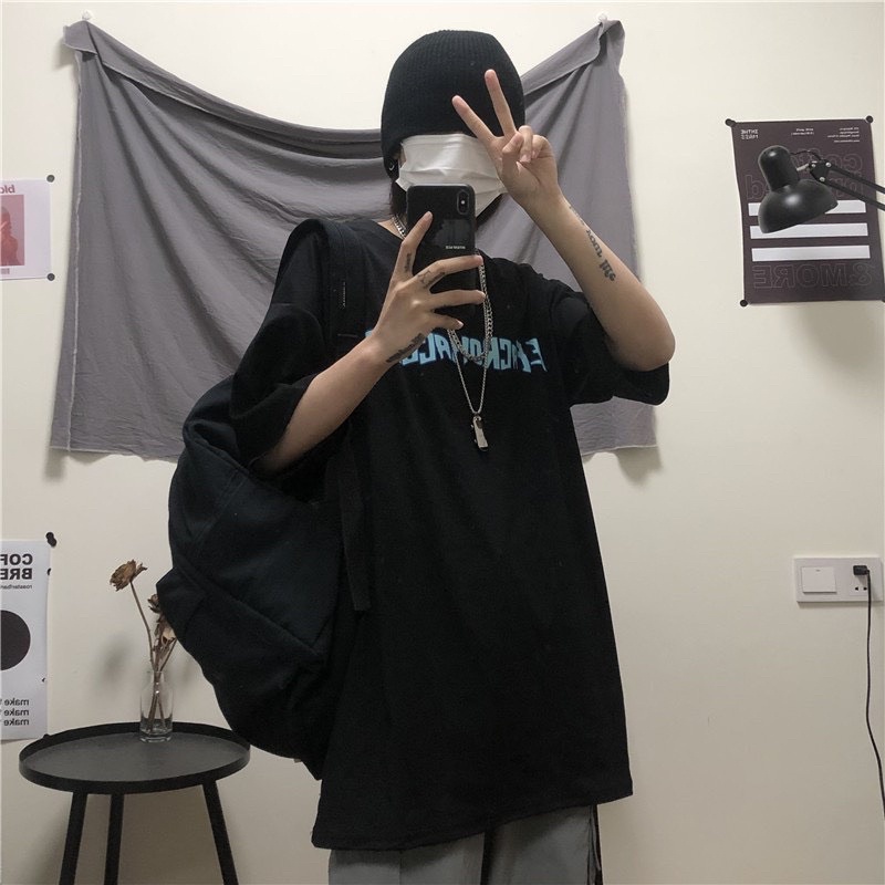 [CÓ ẢNH THẬT] Áo Thun Tay Lỡ Chữ Ngực Đơn Giản Unisex Nam Nữ Form Thụng- Áo Phông Ngắn Tay FREESIZE