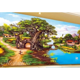 Tranh đính đá phong cảnh làng quê 2mx95cm