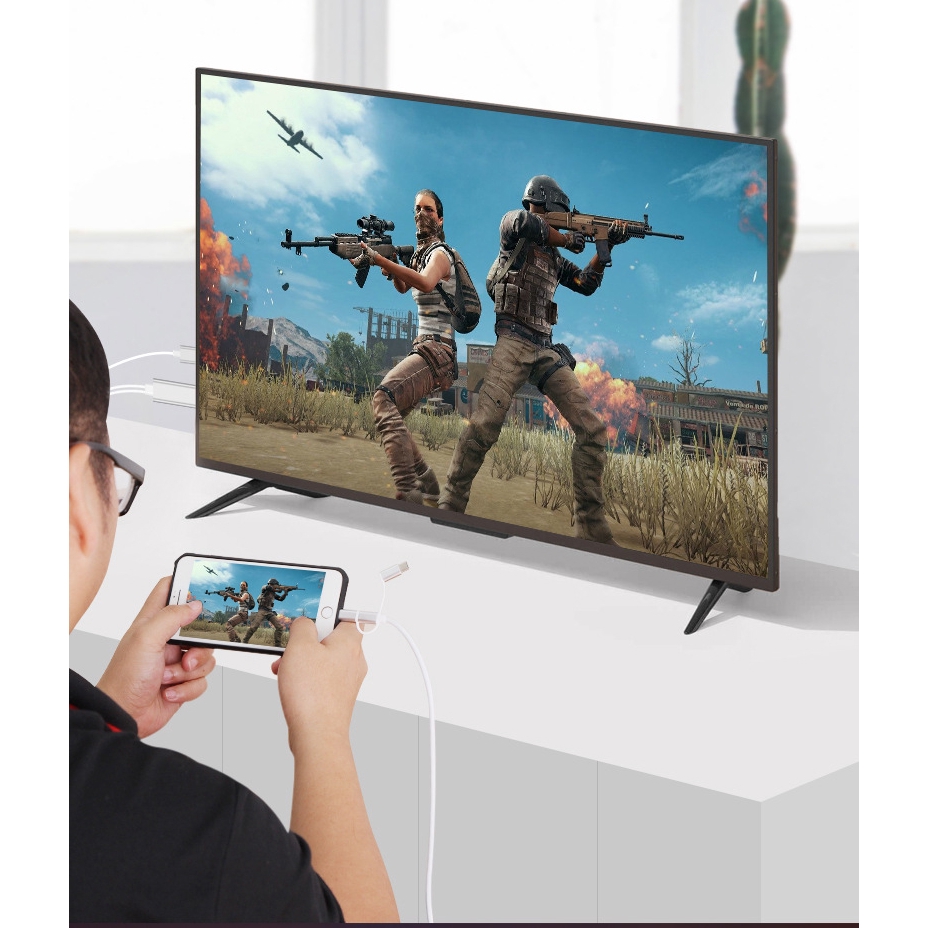 Dây Cáp 3 Trong 1 Chuyển Đổi Cổng Hdmi Sang Hdmi Hdtv Av Cho Iphone X Huawei Xiaomi Oppo