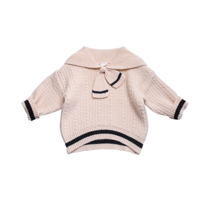 ❤Áo sweater Dệt Kim Tay Dài Màu Sắc Tương Phản Phong Cách Phương Tây Thời Trang Thu Đông 2021 Cho Bé Gái