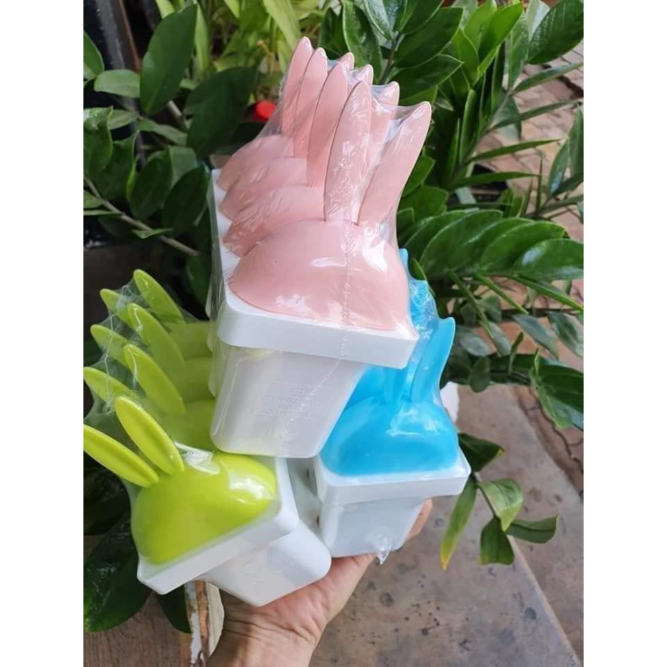 Khuôn Kem Tai Thỏ 4 Que Nhựa Việt Nhật An Toàn Tuyệt Đối Khuôn Làm Kem Có Nắp Tay Cầm Nhiều Màu Sắc Có Thể Tái Sử Dụng