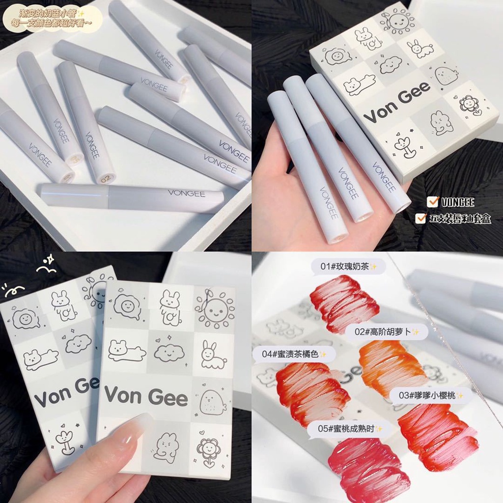 Set 5 son kem lì Von Gee có dưỡng không khô không lộ vân nhiều VONGEE5147