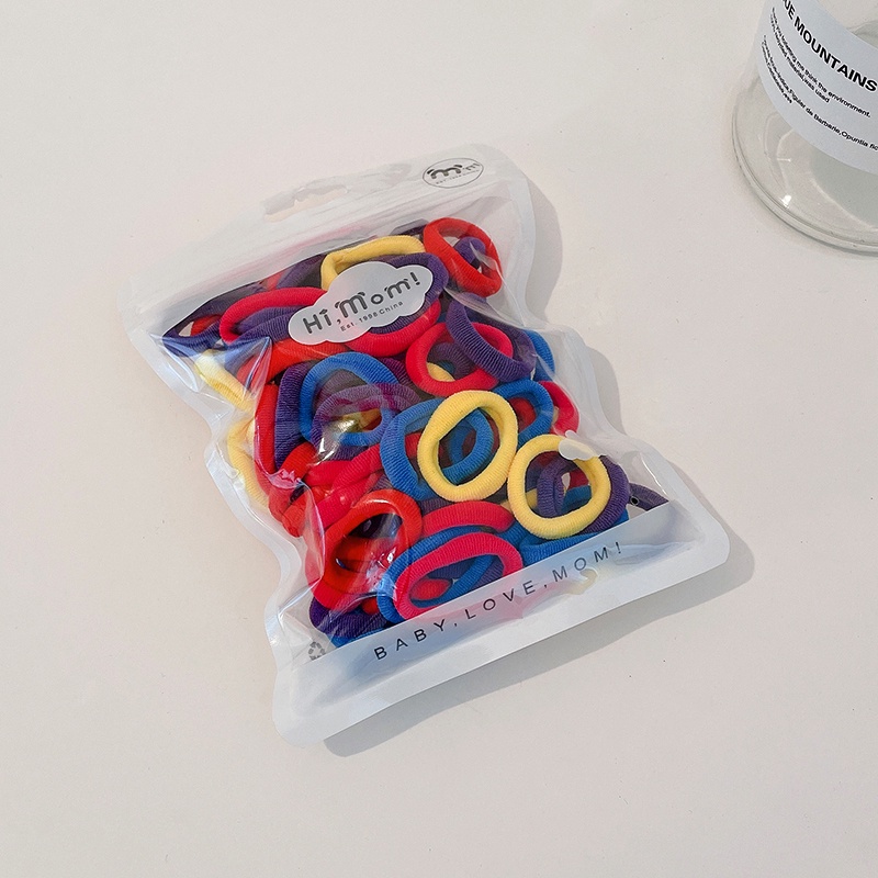 Set 50/100 dây buộc tóc co giãn nhiều màu sắc tùy chọn Hàn Quốc dành cho bé