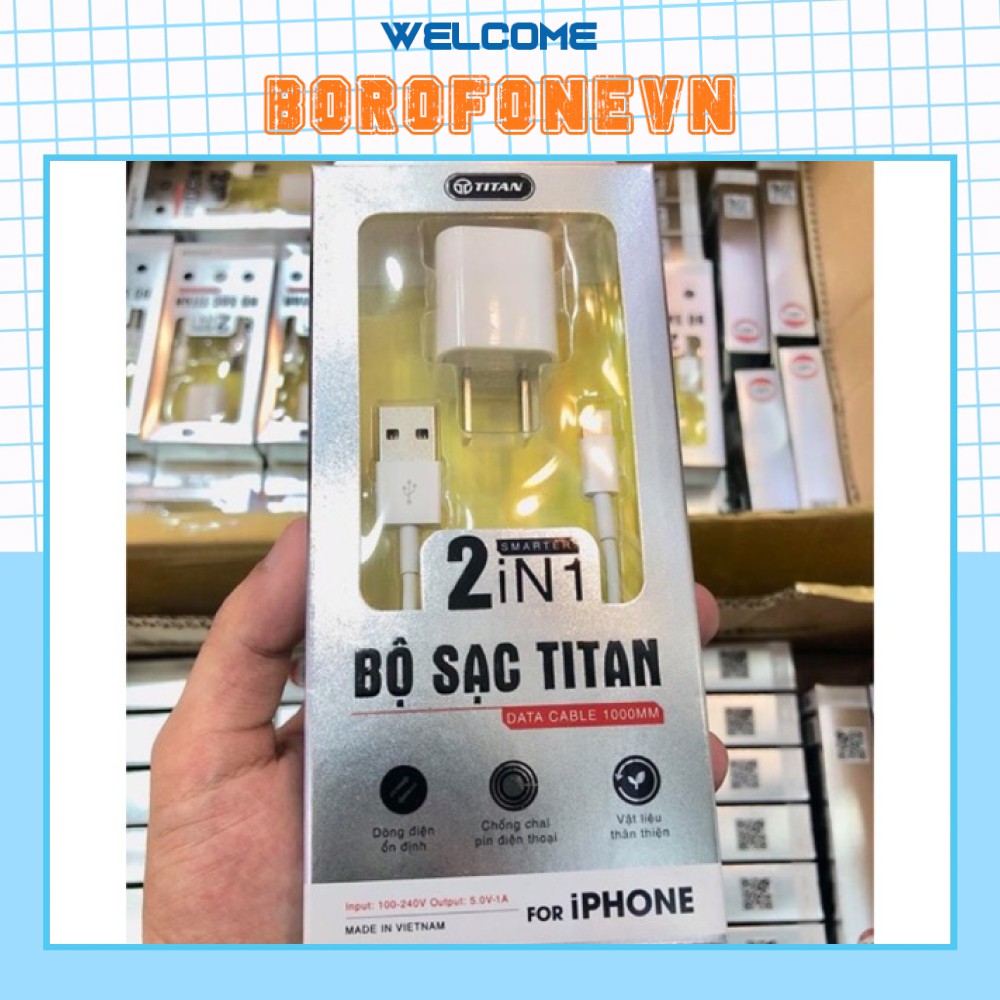Combo Sạc IPhone Titan 1A CB06 Kèm Cáp Lightning mẫu mới 2020