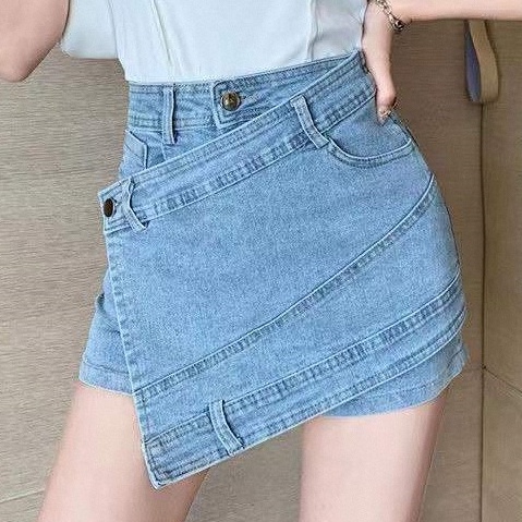 Quần Short Denim Lưng Cao Dáng Ôm Phong Cách Mới Mùa Hè Dễ Phối Đồ Cho Nữ