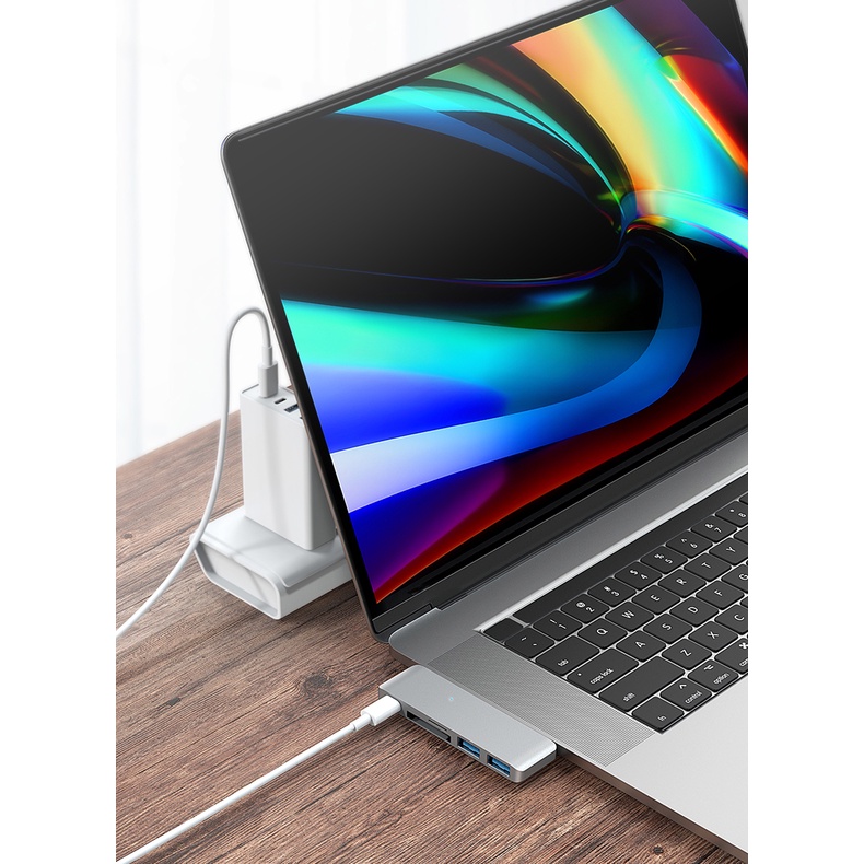 Cổng Chuyển HYPERDRIVE USB TYPE-C 5-IN-1 HUB WITH PASS THROUGH CHARGING FOR 2016 MACBOOK PRO & 12″ MACBOOK, SURFACE