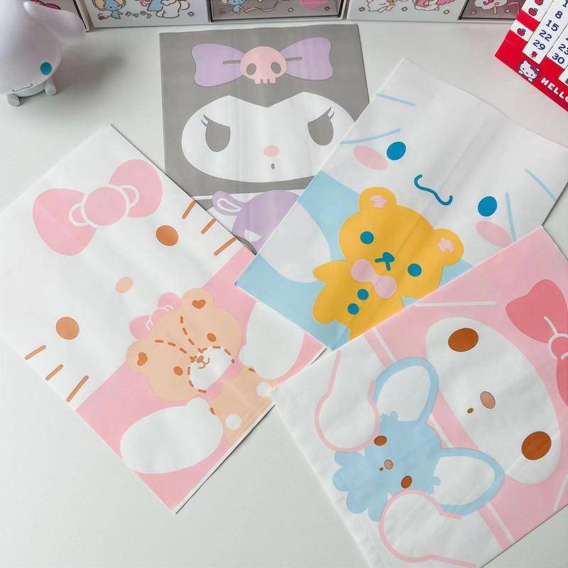 Set 5 Túi Giấy Kraft Đựng Quà Sinh Nhật / Thức Ăn In Hình Sanrio mymelody Kuromi Cinnamoroll