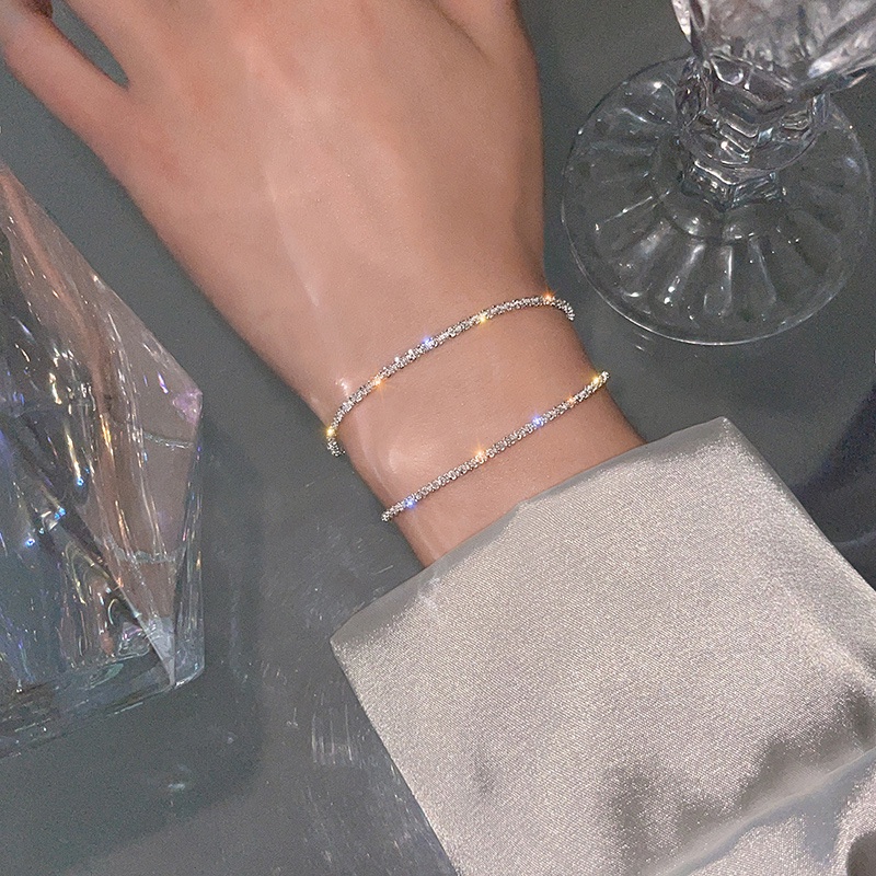 Vòng Tay Dây Xích Ngắn Màu Trơn Đơn Giản Đa Năng Cho Nữ