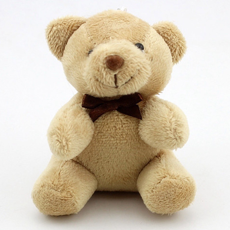 Móc Khóa Hình Gấu Teddy Nhồi Bông Có Nơ 8cm Chiều Cao 8cm