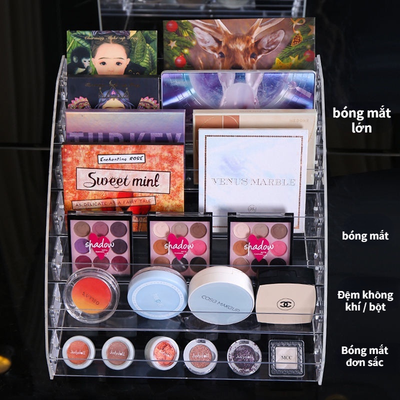 Hộp đựng son môi phấn mắt má hồng sơn móng tay bằng nhựa tiện dụng Thang lưu trữ sơn móng tay giá để đồ trang điểm đệm khí để bàn