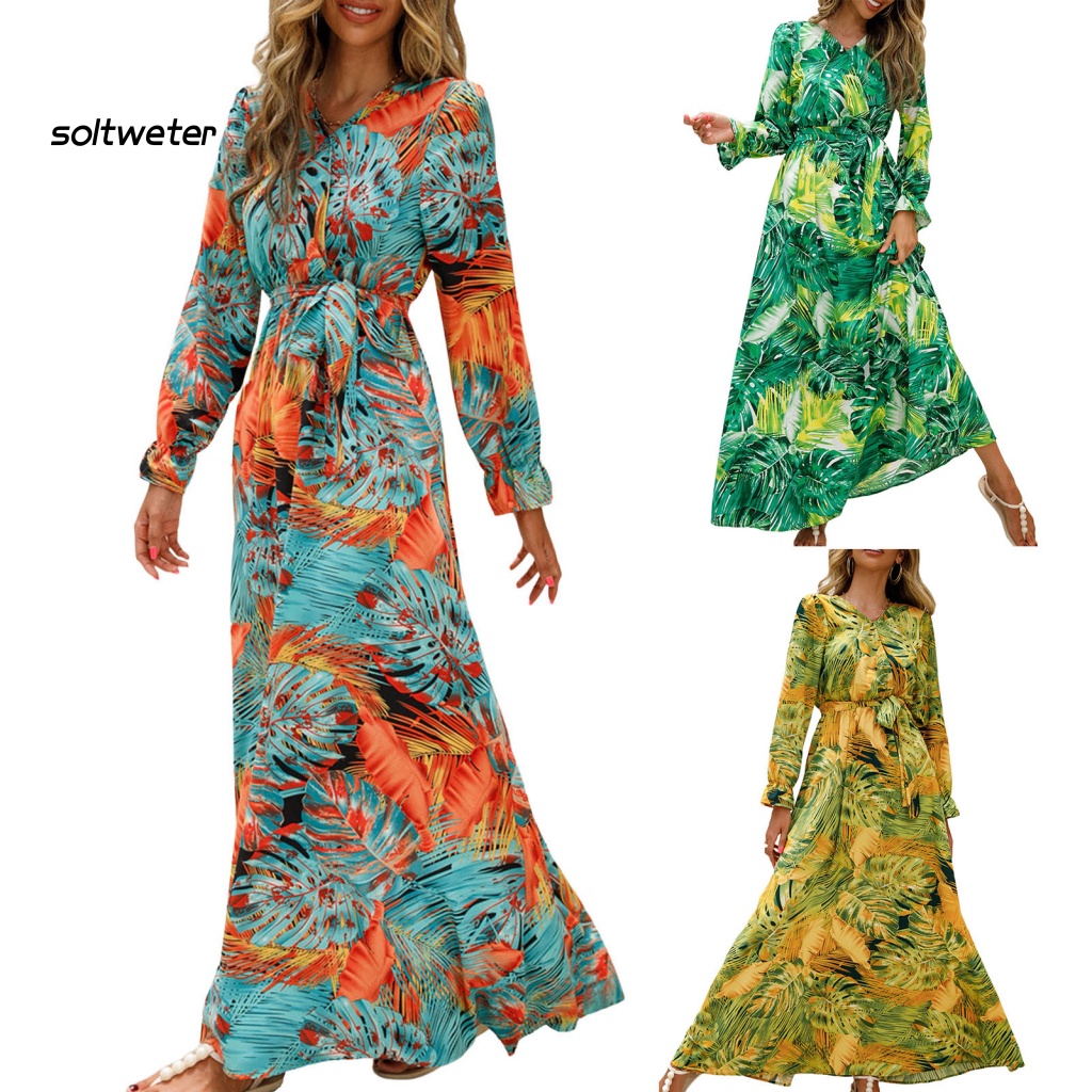 Đầm Dài Đến Mắt Cá Chân Dáng Ôm Phong Cách Bohemian Thời Trang Đi Biển Cho Nữ