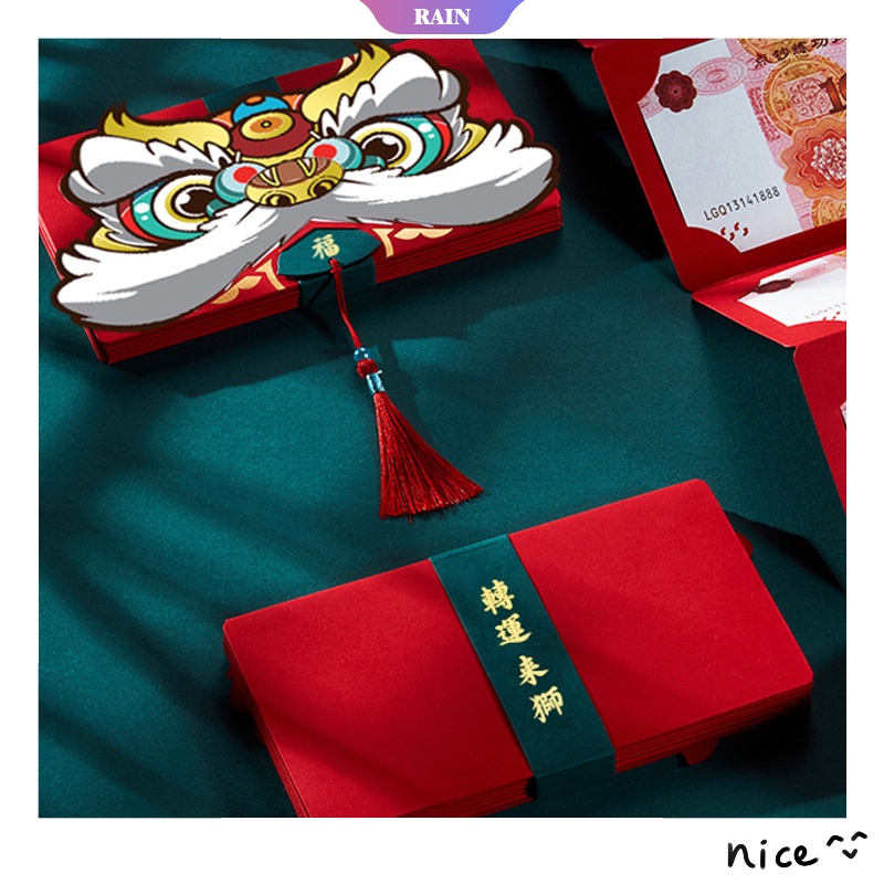 1 CÁI Tiktok Năm của Tiger Creative Folding Red Envelope 6 Cards 10 Card Position Red Envelope CNY Red Packet [RAIN]