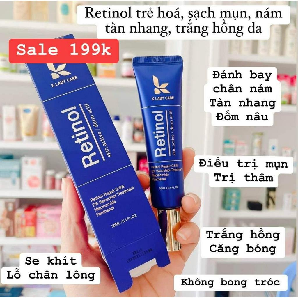Kem retinol 0.5% K Lady Care Giảm mụn, kiểm soát dầu nhờn, cấp ẩm mờ thâm nám, trẻ hóa da 30ml.