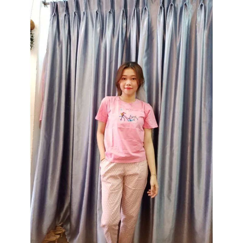 Set áo thun quần baggy kaki hoạ tiết