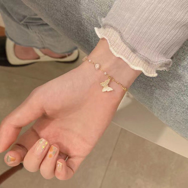 Vòng Tay Chuỗi Hạt Hình Bướm Nhiều Màu Sắc Phong Cách Nhật Hàn