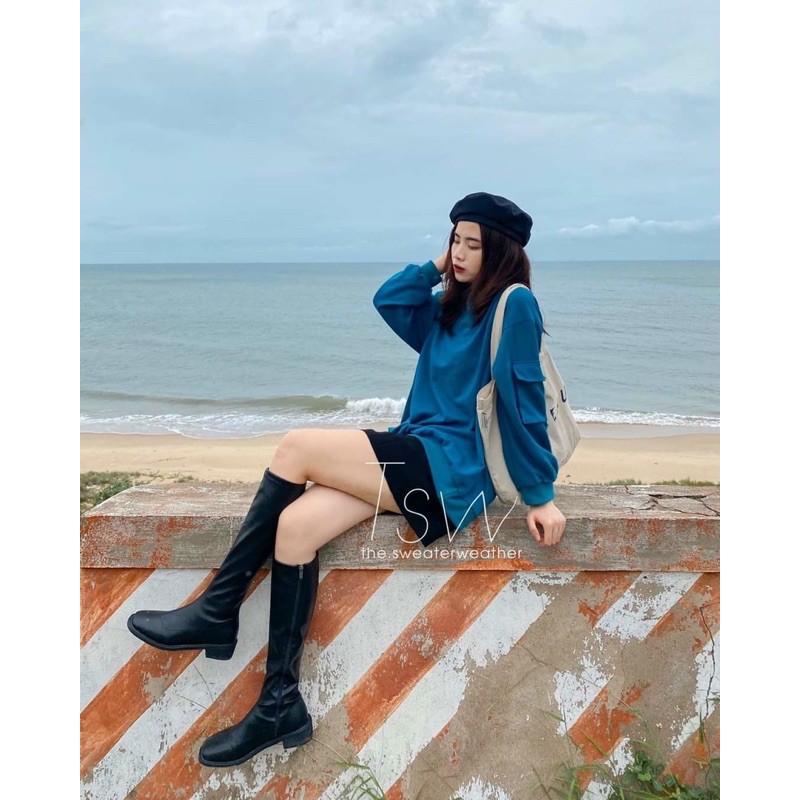 Áo sweater unisex Áo nỉ bông tay phối túi hộp hàng quảng châu siêu đẹp chất nỉ bông dầy