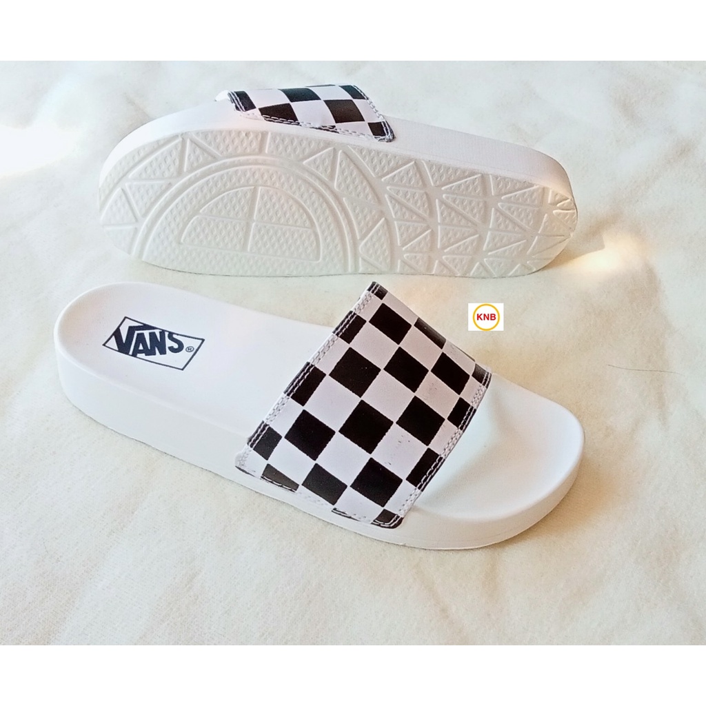 Dép unisex 𝐌𝐋𝐁 𝐕𝐀𝐍𝐒 caro ❤️FREESHIP + Hộp❤️ dép quai ngang thể thao nam nữ caro đen full hộp thẻ, hàng sẵn