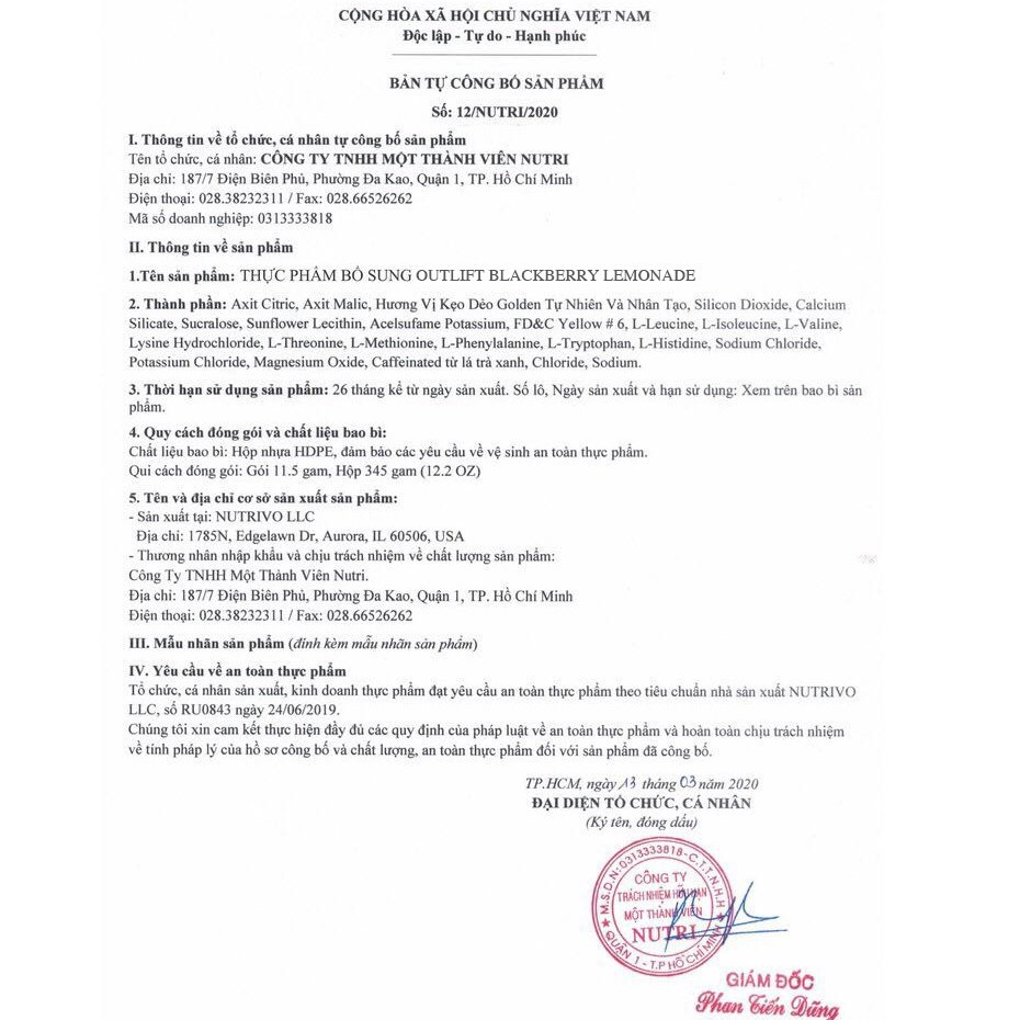 Outlift |  Nutrex Outlift Pre WorkOut - Tăng Năng Suất Tập Luyện   - Chính Hãng - The Shape Store