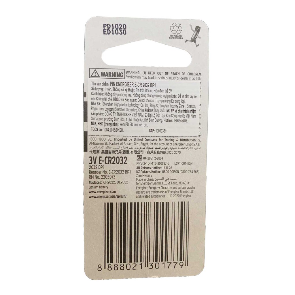 Pin Energizer CR2032