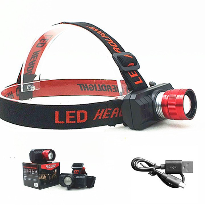Đèn bin đội đầu headlamp sạc USB. Chất liệu có độ bền cao. Kiểu dáng nhỏ gọn, tiện dụng