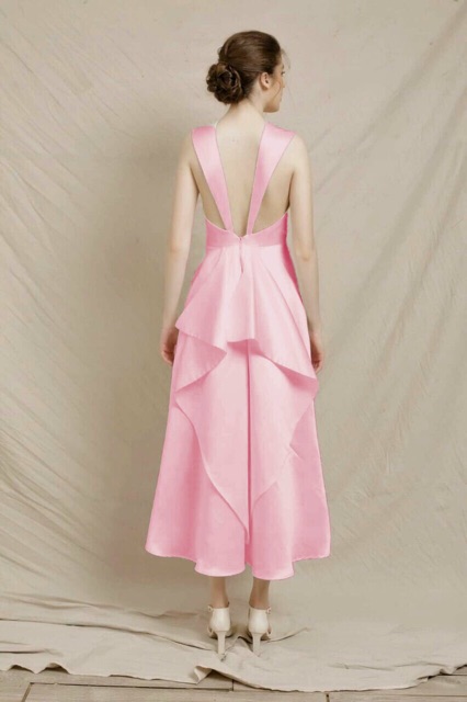 Đầm dự tiệc sát nách hở lưng phối bèo lưng TRIPBLE T DRESS - size M/L - MS210V