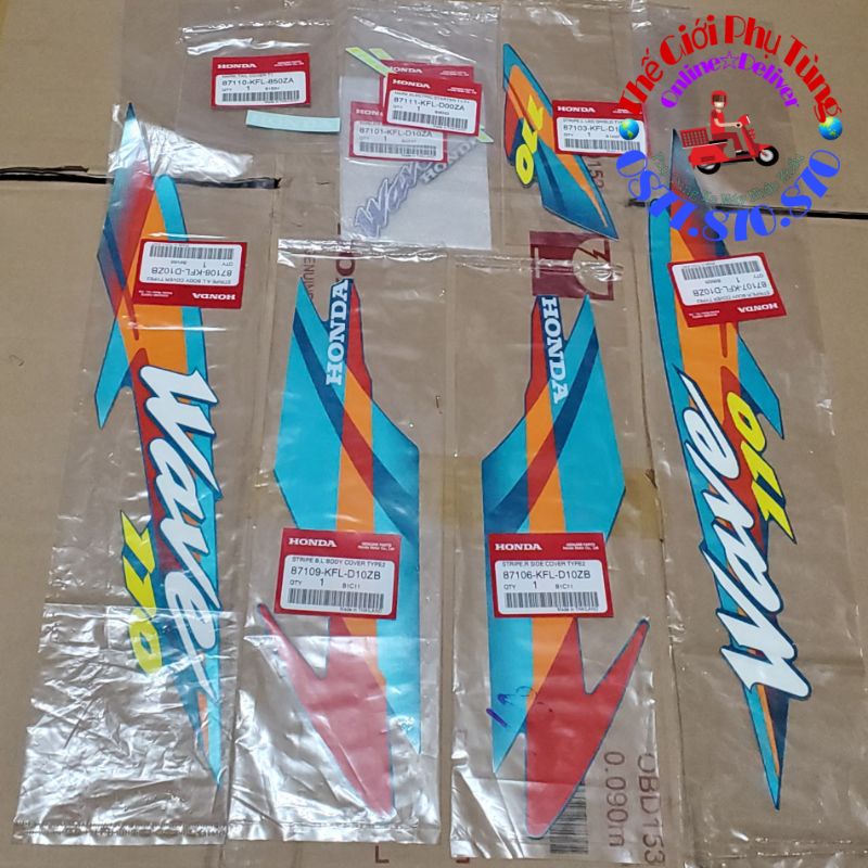 Bộ tem Wave Thái 110 zin Honda Thái Lan nhập khẩu
