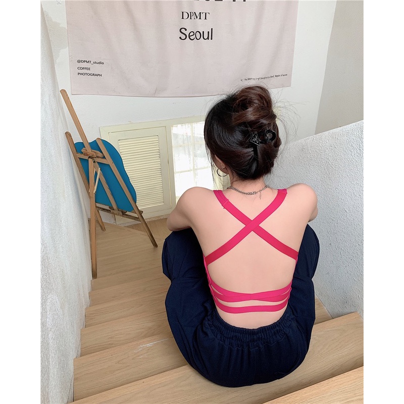 Áo bra nữ len tăm đan dây hở lưng, bra tập gym, yoga sexy quyến rũ  - BR02