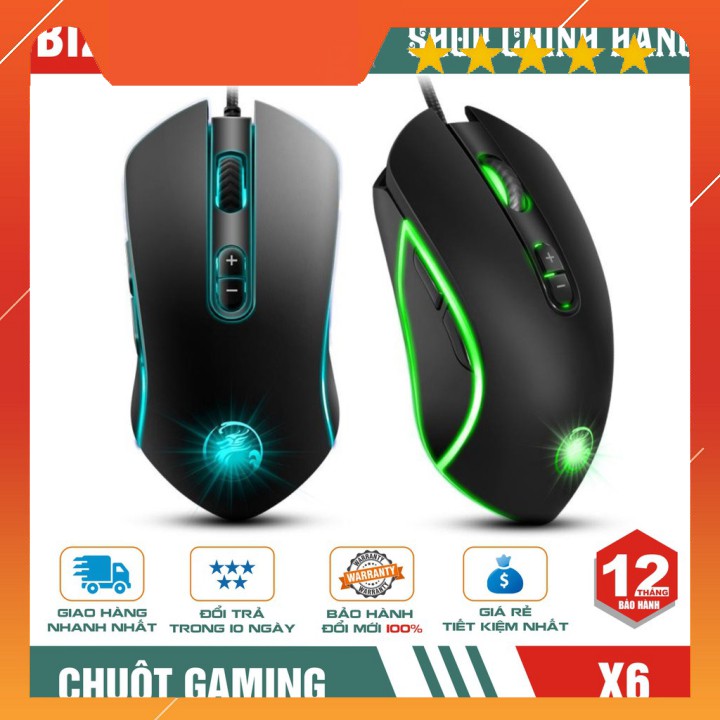 Chuột Gaming IMICE X6 6400 DPI - LED RGB Đổi Màu - Bảo hành 12 tháng !!!