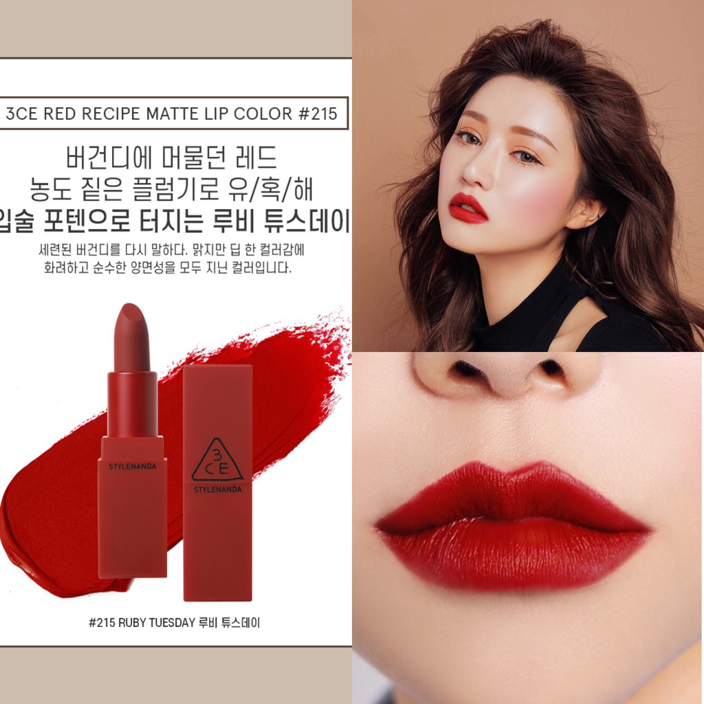 Son Thỏi Lì Vỏ Đỏ 3CE Red Recipe Matte Lip Color