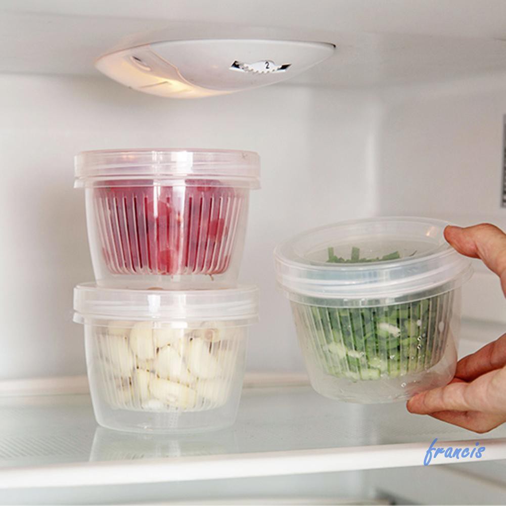 Hộp tròn đựng hành tỏi gừng và thực phẩm ráo nước có nắp đậy kín cho nhà bếp/tủ lạnh