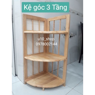 Kệ góc tường 3 tầng Gỗ Cao su rất bền giá rẻ bất ngờ