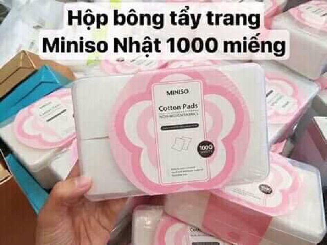 Bông tẩy trang loại 1000 miếng của thương hiệu Miniso Nhật Bản. Vừa dùng tẩy trang vừa có thể dùng làm lotion mask, với