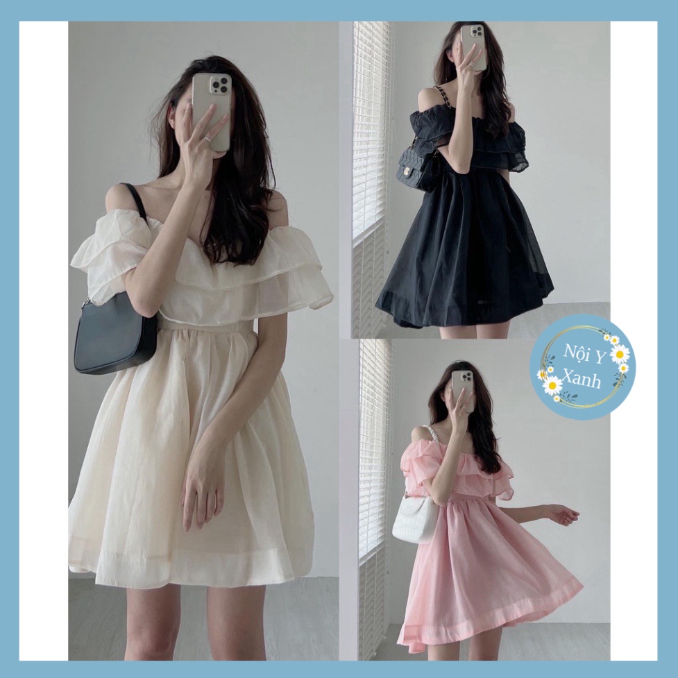 VÁY TRỄ VAI TƠ XÒE váy xinh hot trendy - babydoll