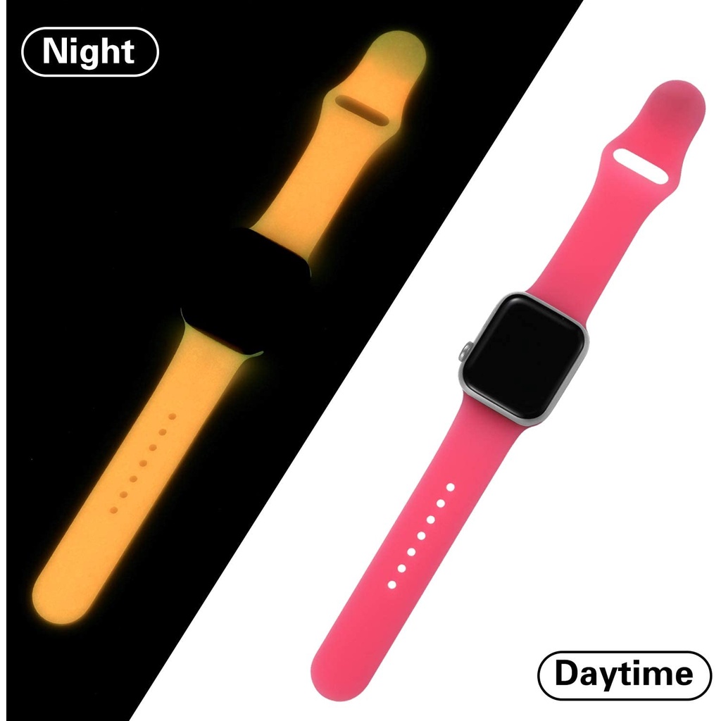 Dây Đeo Silicon Dạ Quang Cho Đồng Hồ Thông Minh Apple Watch 5 4 3 2 1 Kích Thước 38 / 40 / 42 / 44mm