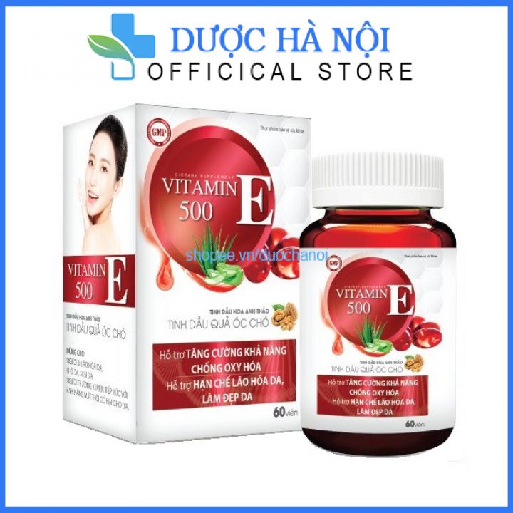 Viên uống trắng đẹp da collagen Vitamin E đỏ 500 đẹp da giảm lão hóa ngừa nám tàn nhang hộp 60 viên
