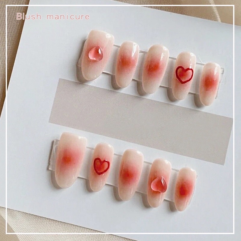 NAIL BOX GIÁ RẺ MẪU MỚI 10 MÓNG UP CHARM TIM TRONG SUỐT