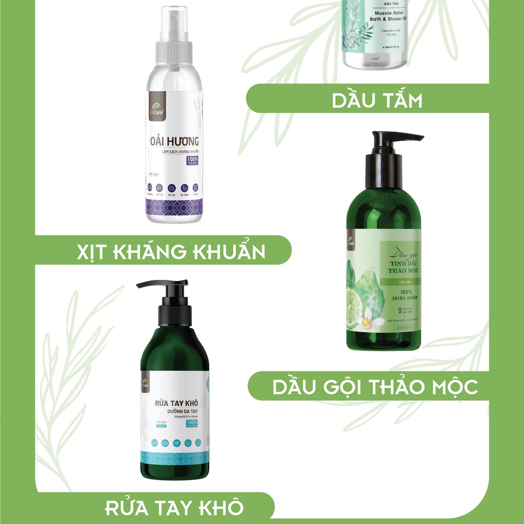 Dầu Massage Body Thiên Nhiên 24Care 30ml - Giảm đau cơ, căng thẳng, mệt mỏi, thư giãn