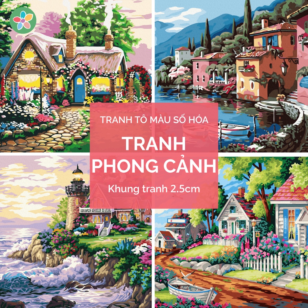 ✅[30+ Mẫu] Tranh tô màu theo số Hot trend - Chủ đề tranh Phong cảnh đã căng khung 40x50cm