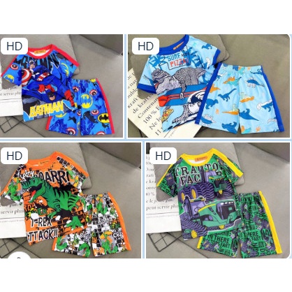 HOT TREND Bộ ngắn tay thun lạnh 100% in 3D loang màu cực chất cho bé trai từ 22 đến 40kg - pikakids