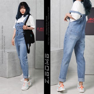 Yếm quần jean dài phối túi ulzzang quần bò hàn quốc zbomb
