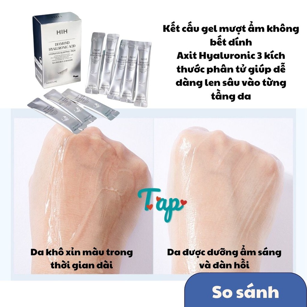 (Lẻ 1c) Mặt nạ ngủ HIH dưỡng ẩm sáng da tinh chất 24K Diamond Hyaluronic Acid Gold Fullerene Sleeping Pack